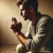 DALL·E 2025-03-01 20.37.28 - A realistic image of a man kneeling in prayer in a simple and modest setting, wearing casual everyday clothing. His expression conveys faith, strength
